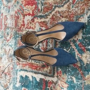 Navy blue suede Calvin Klein high heels